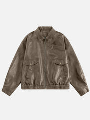 Solid Faux Leather Jacket
