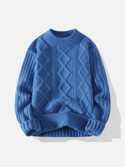 Solid Ribbed Jacquard Knit Sweater