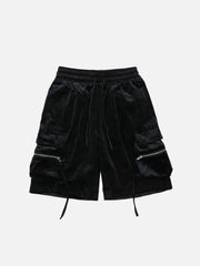Solid Zip Up Big Pocket Shorts