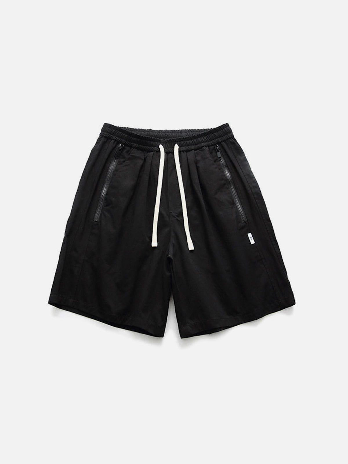 Solid Zip Up Pocket Shorts