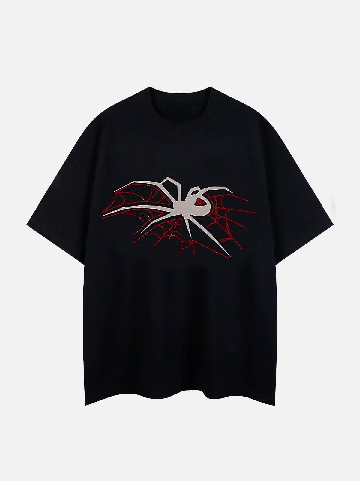 Spider Hotfix Rhinestones Print Tee