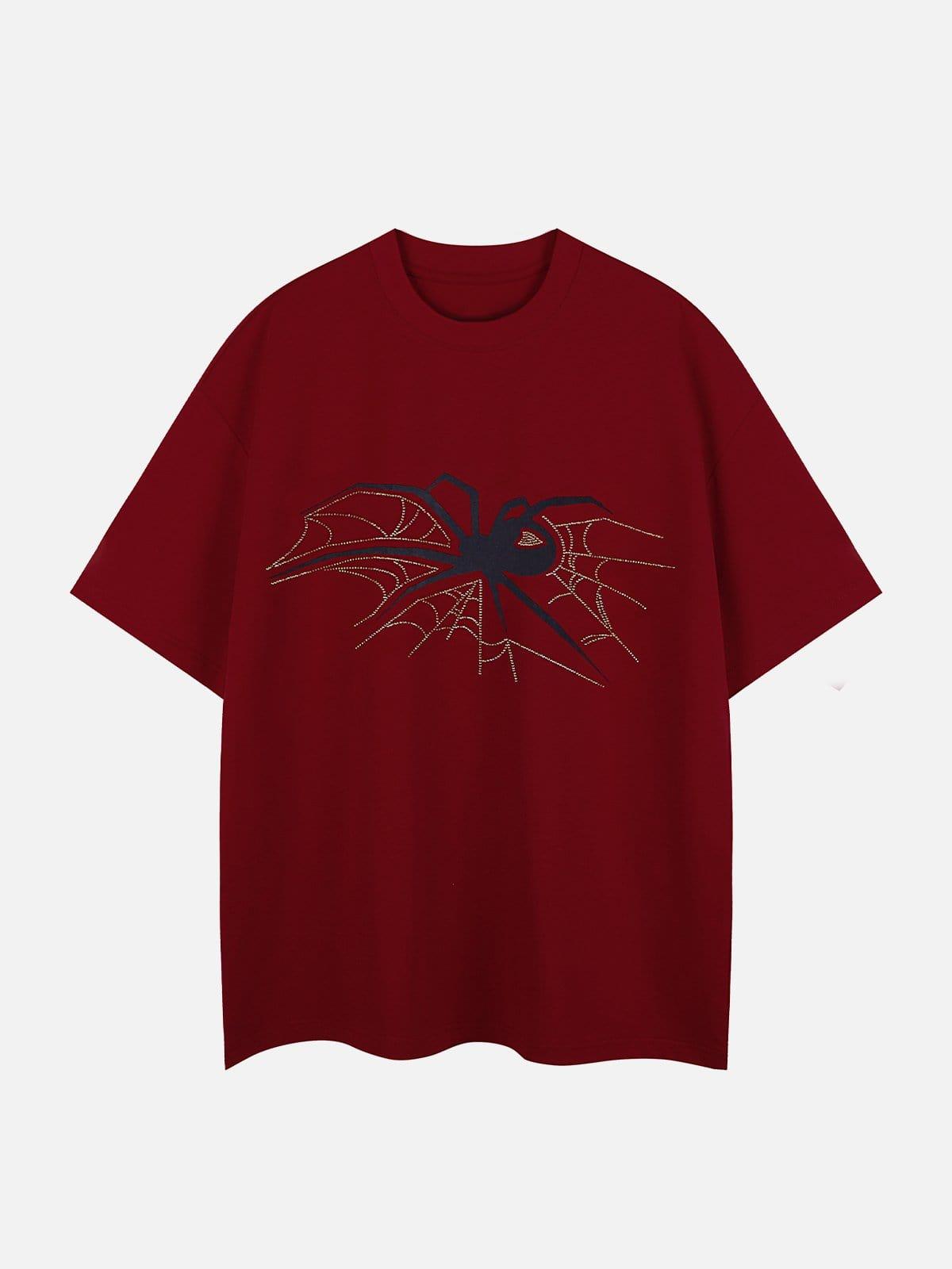 Spider Hotfix Rhinestones Print Tee