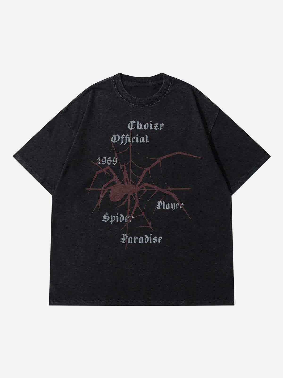 Spider Print Washed Tee
