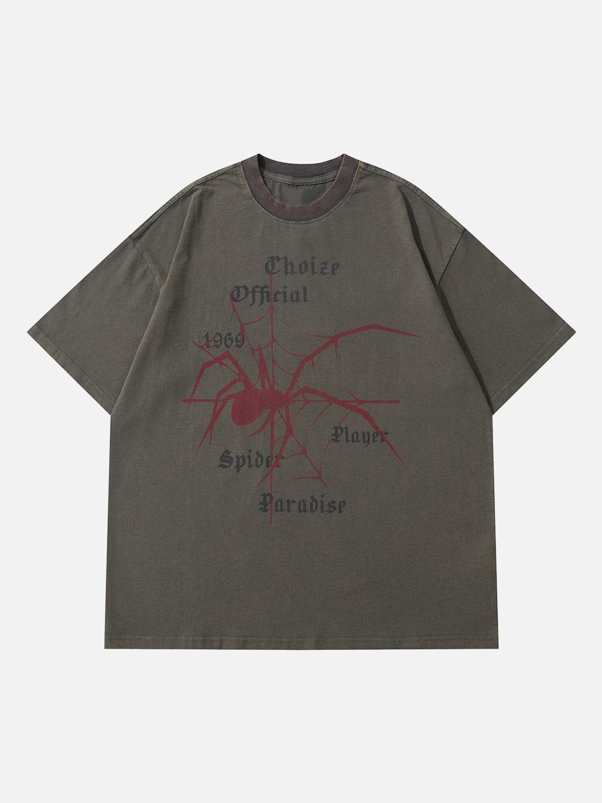 Spider Print Washed Tee