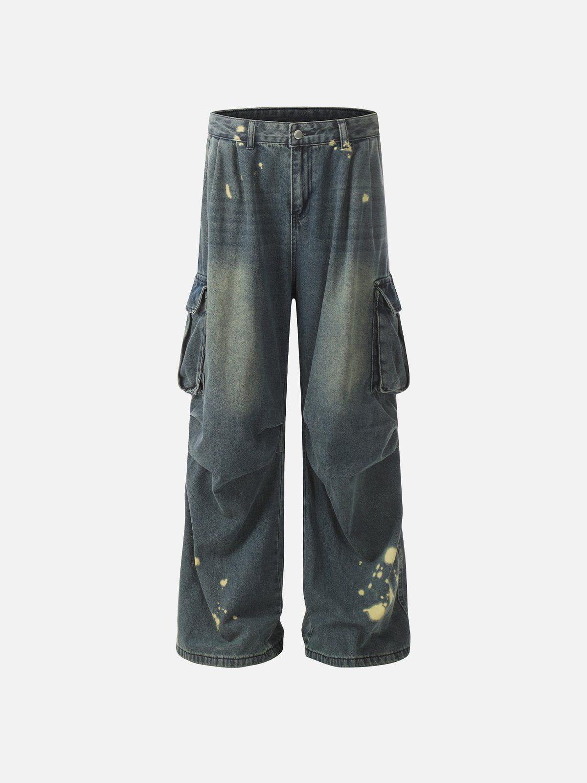 Splash-Ink Washed Baggy Jeans
