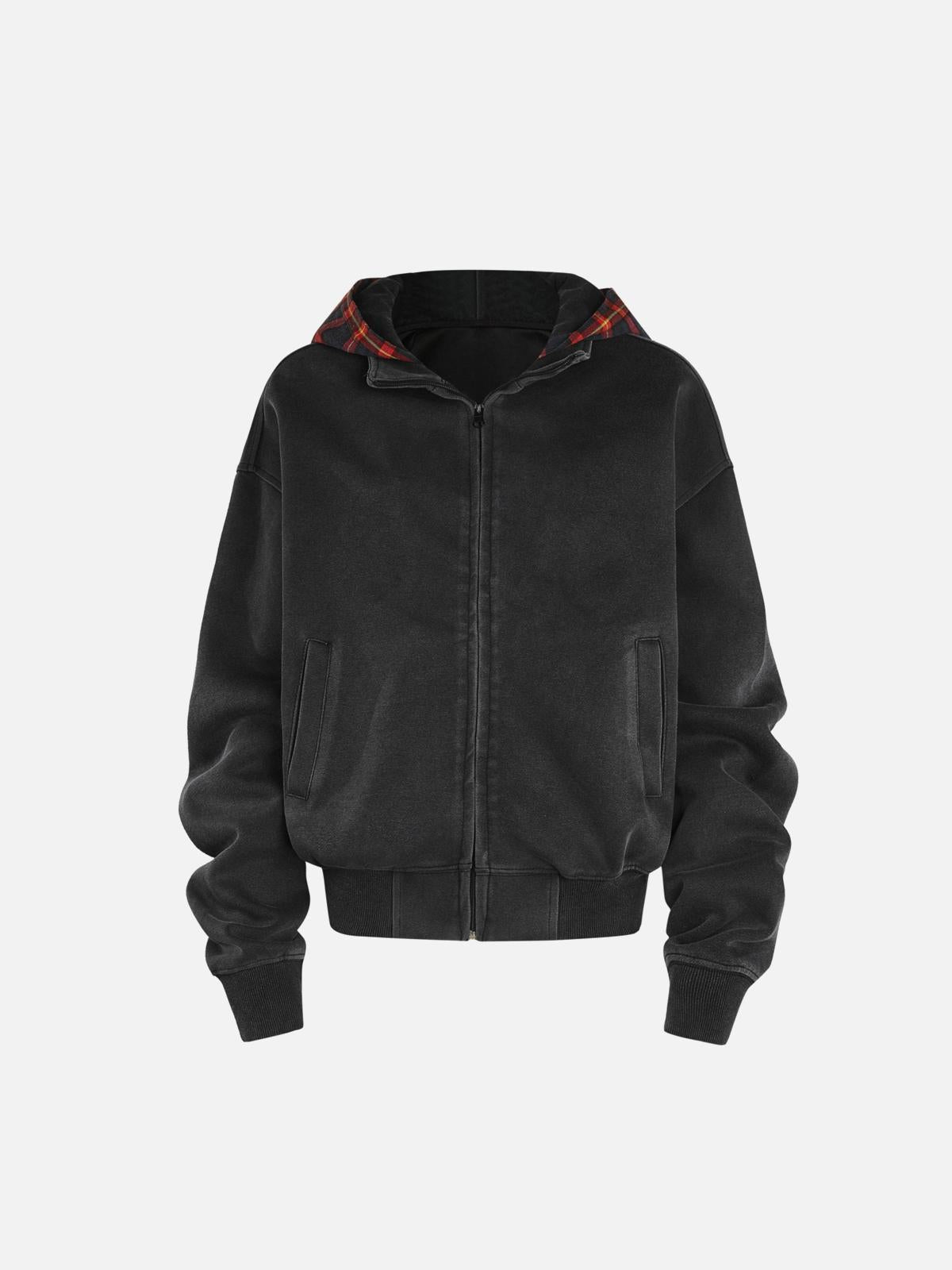 Spliced Plaid Fake Two-Piece Hoodie