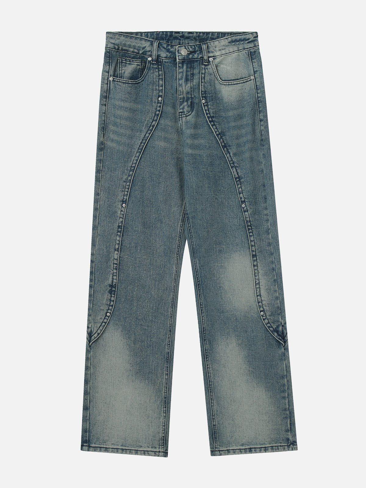 Splicing Water-Wash Jeans