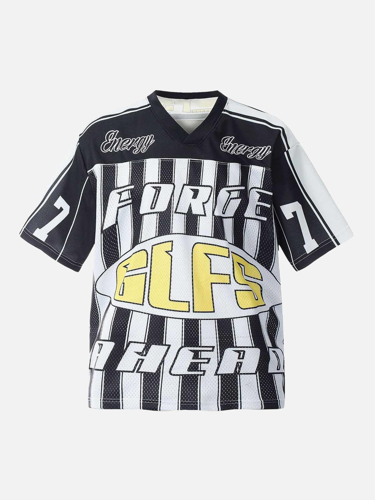 Sports Letter Stripe Print Jersey T-Shirt