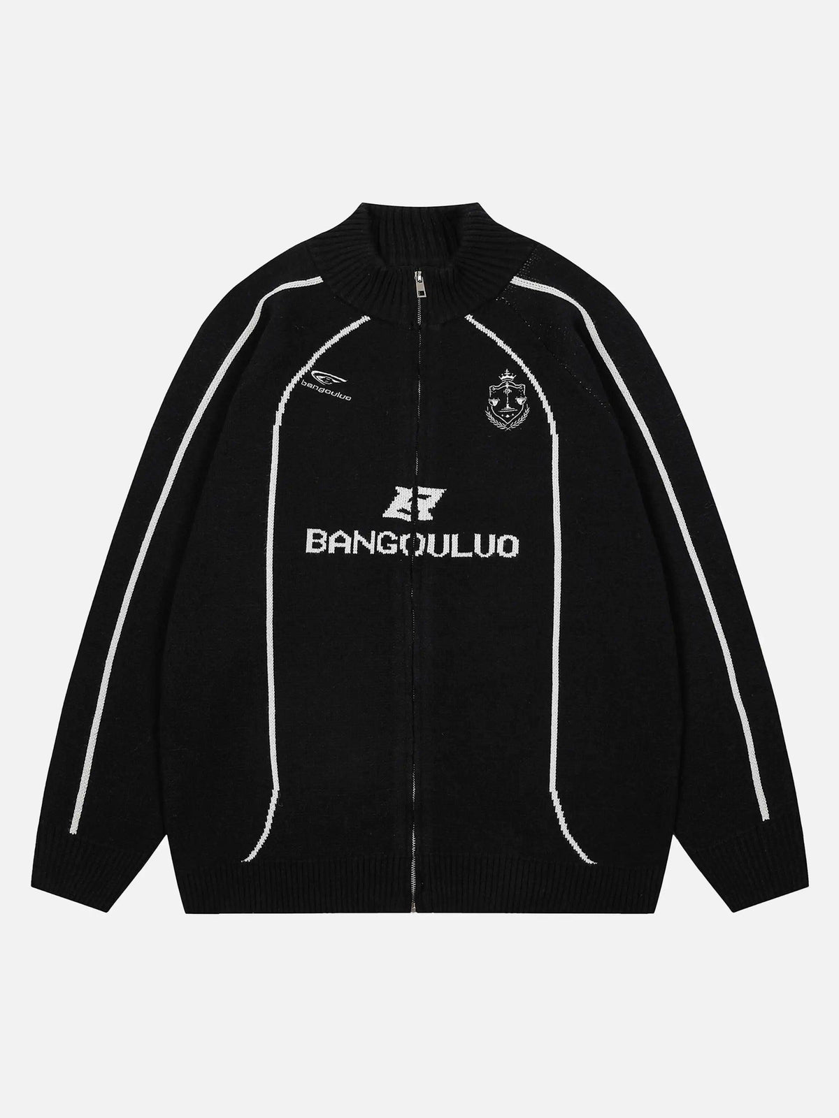 Stand Collar Racing Zip-Up Cardigan