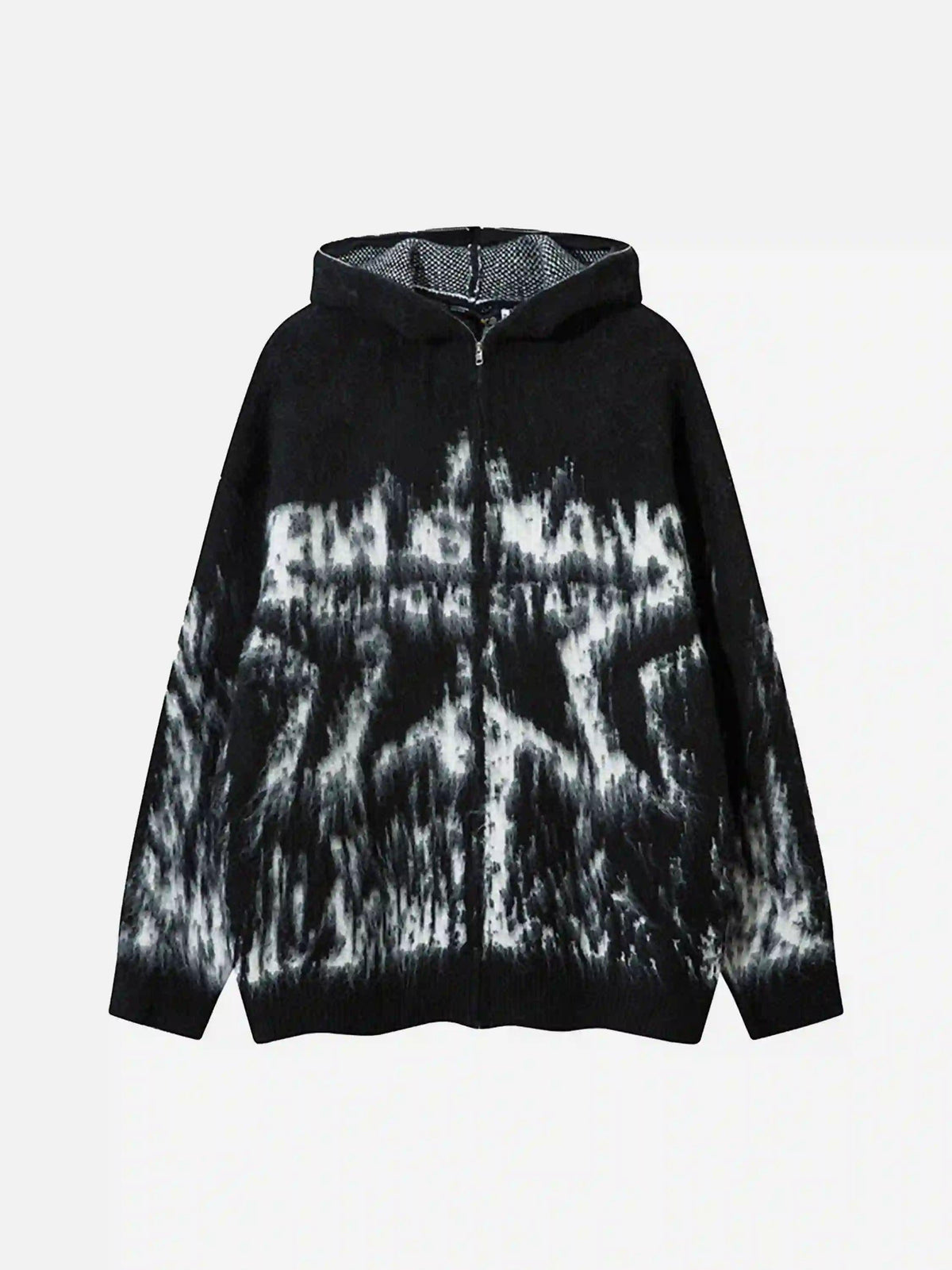 Star Graffiti Knitted Zip-Up Hoodie