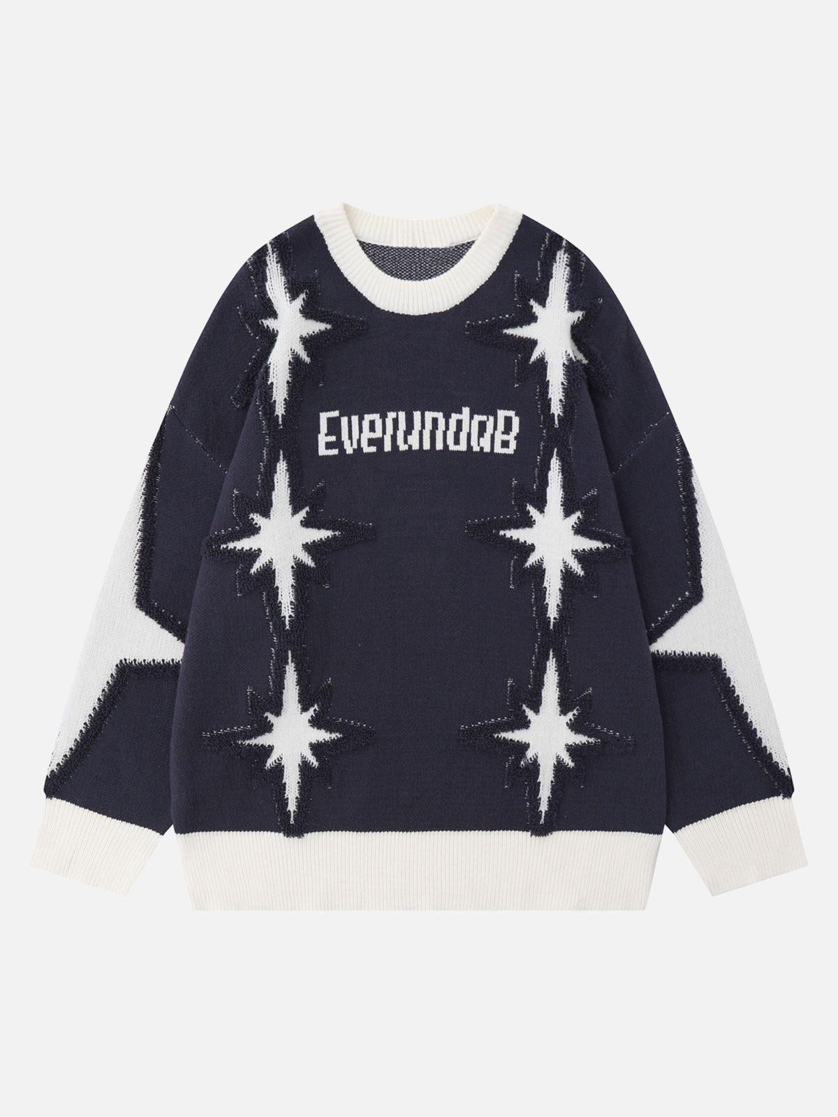 Star Jacquard Crew Neck Sweater
