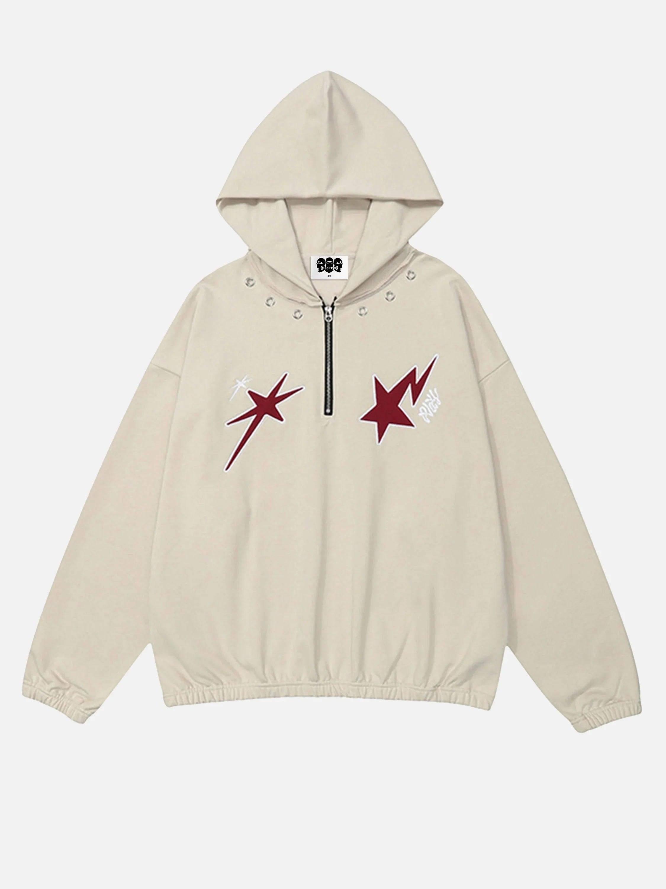 Star Patchwork Half-Zip Hoodie