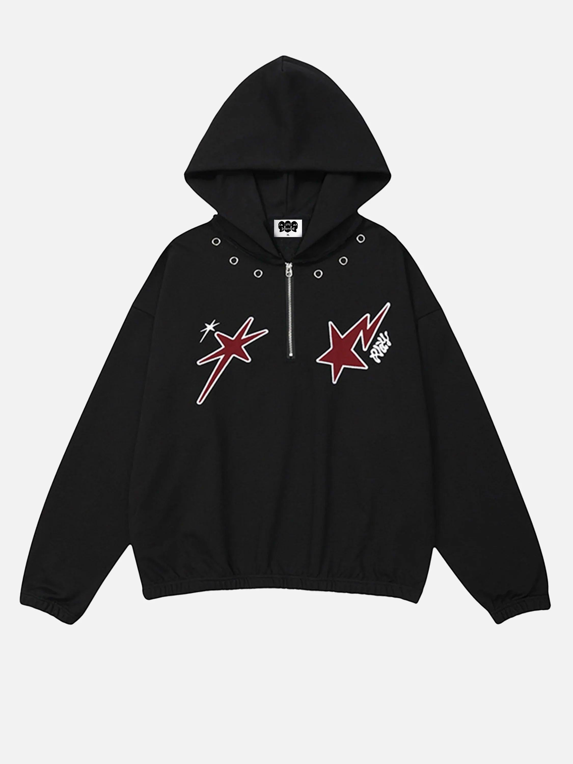 Star Patchwork Half-Zip Hoodie