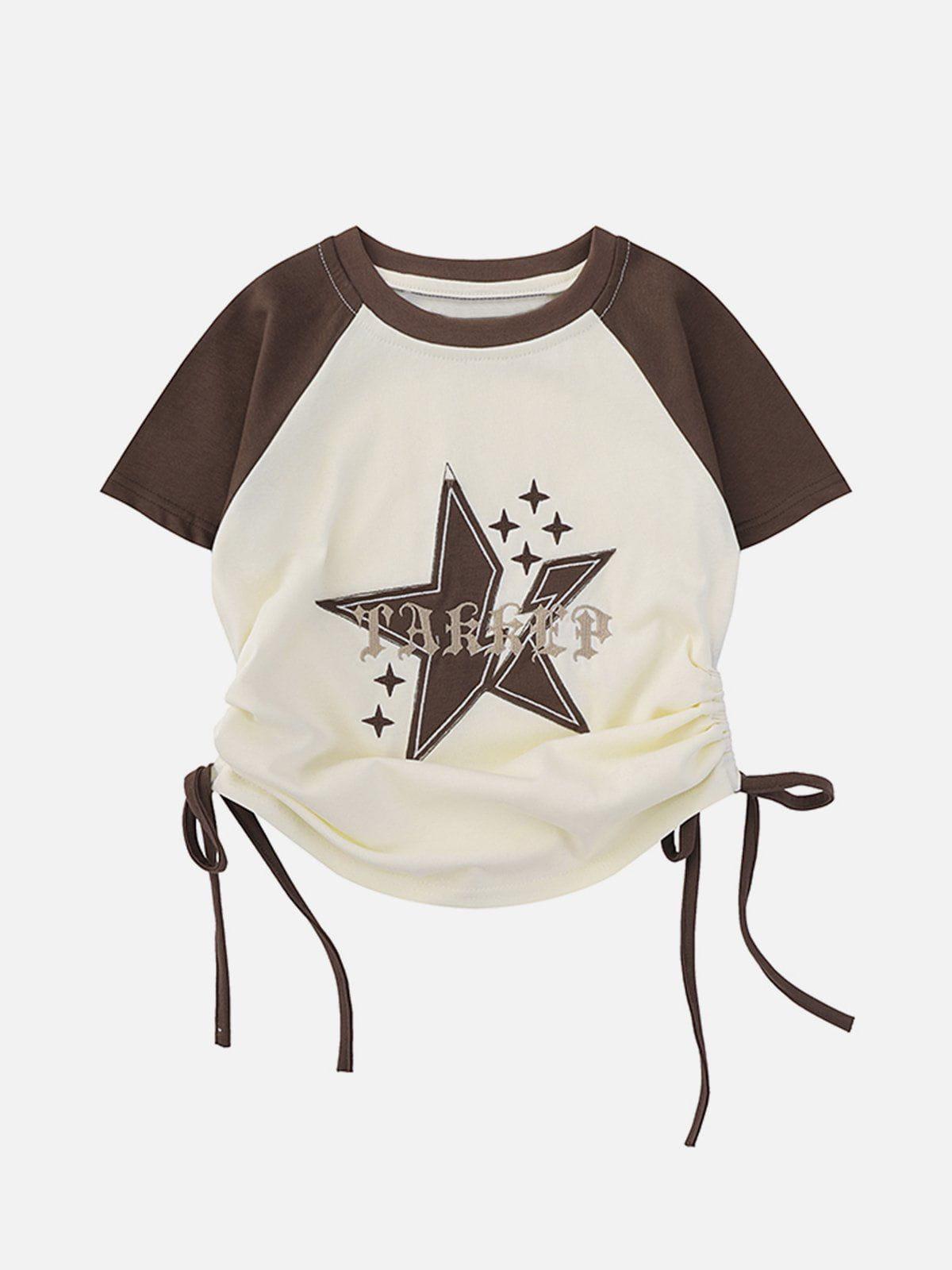 Star Printing Drawstring Tee