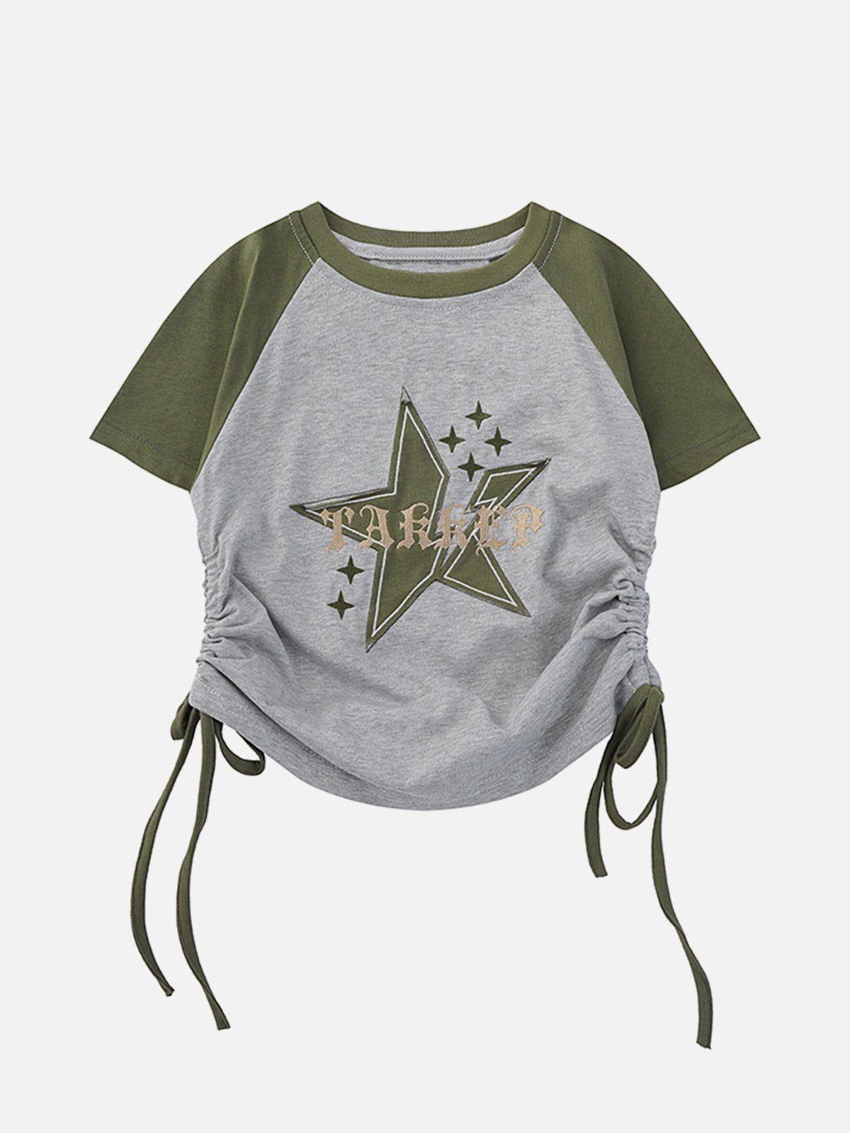Star Printing Drawstring Tee
