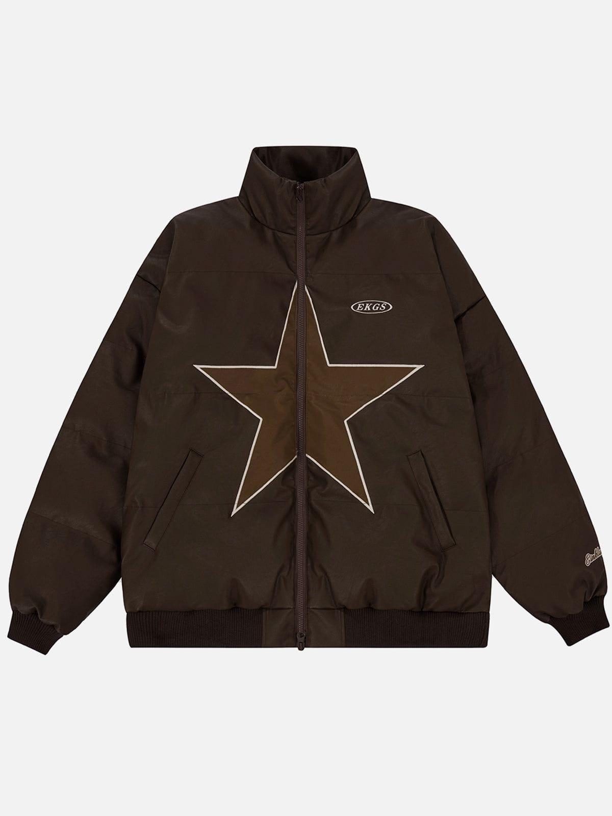 Star PU Winter Coat