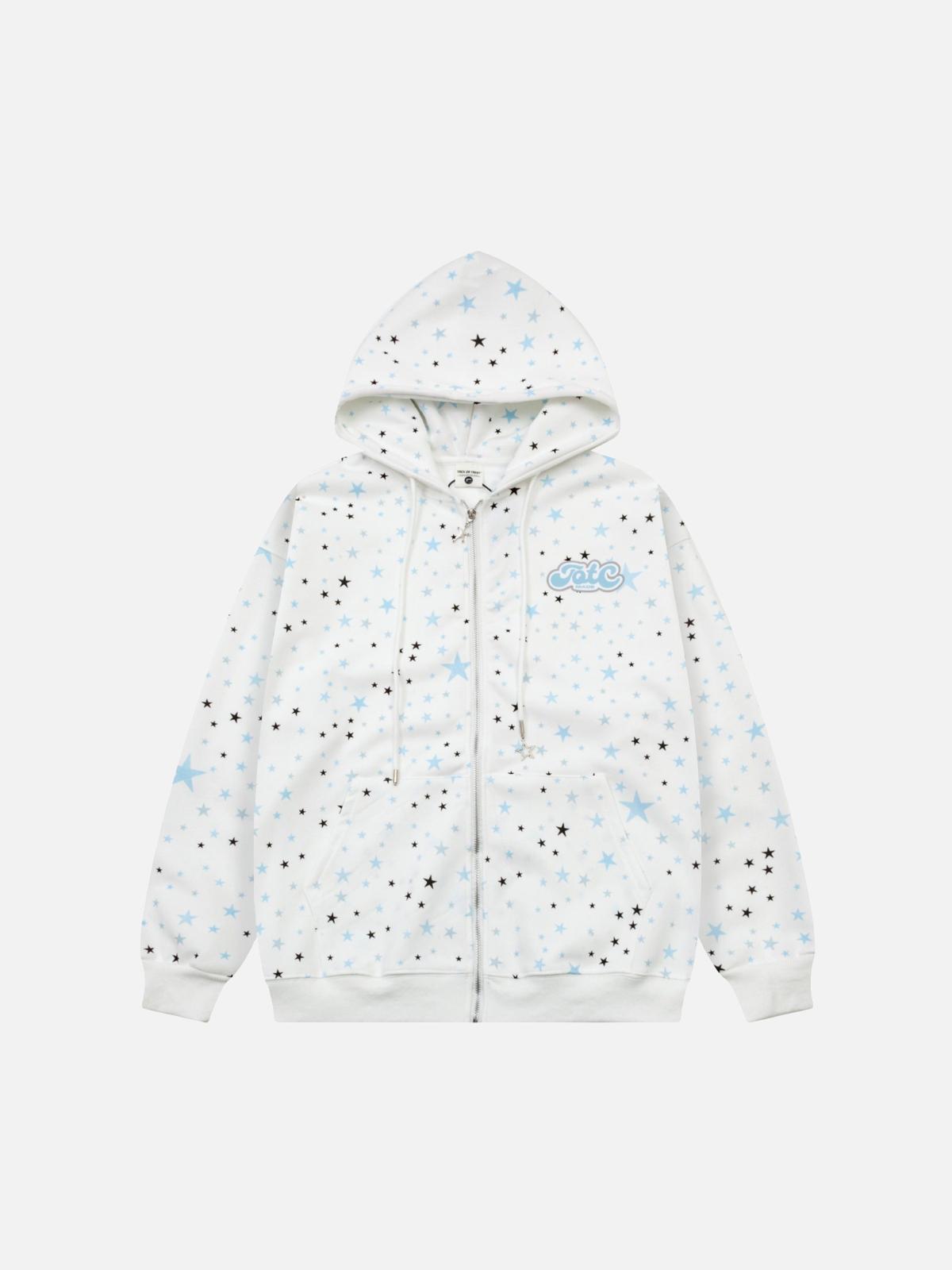 Stars Full Print Zip-Up Hoodie