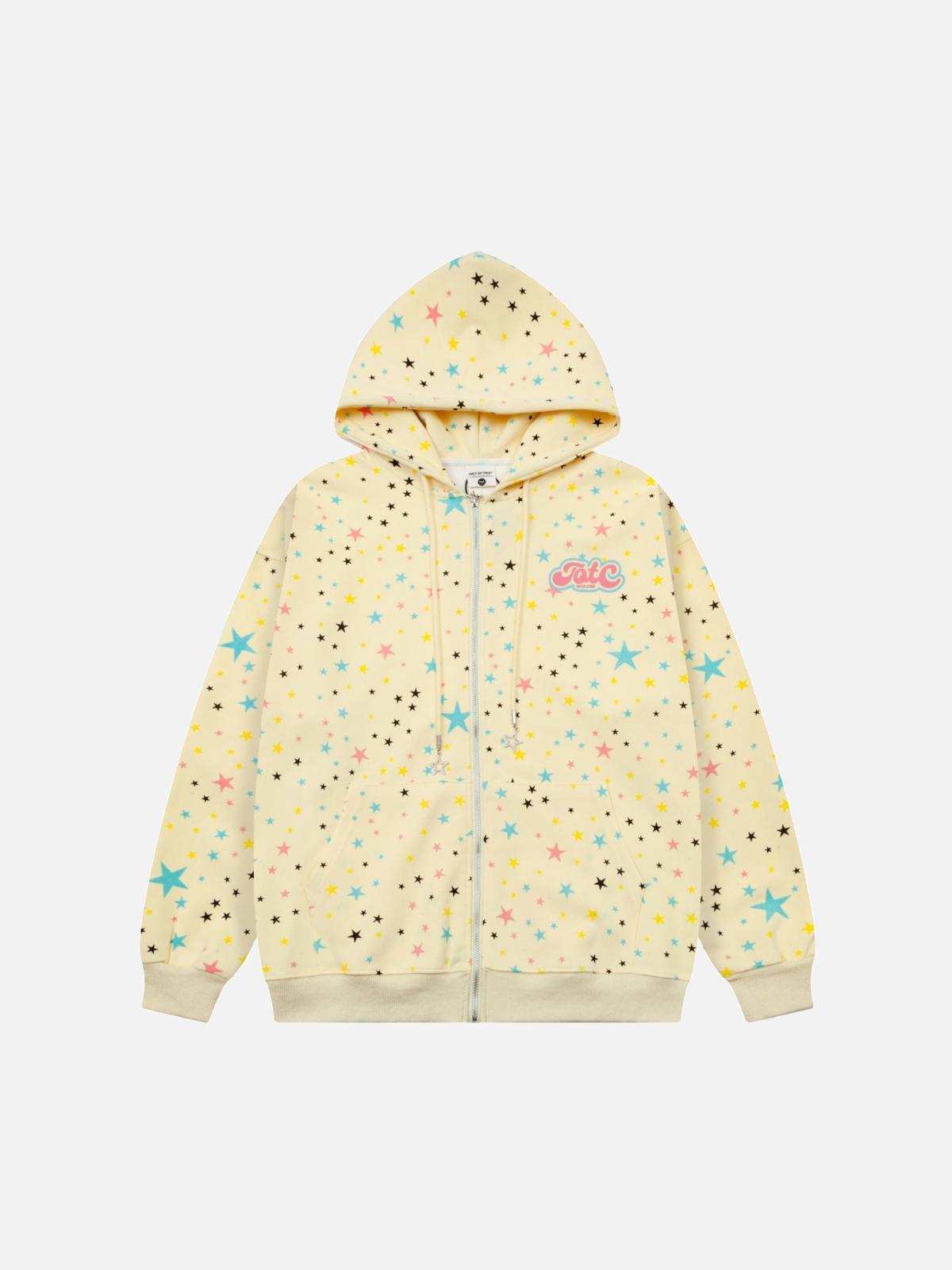 Stars Full Print Zip-Up Hoodie