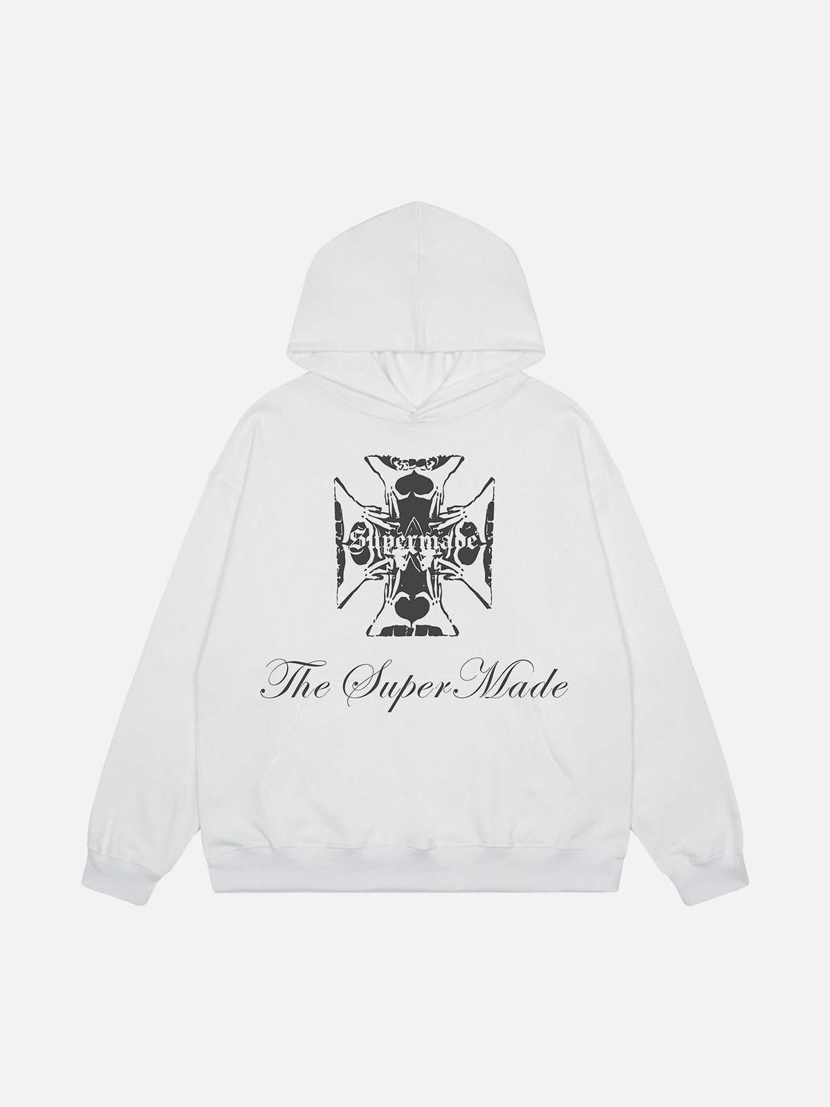 Street Cross Letters Print Hoodie