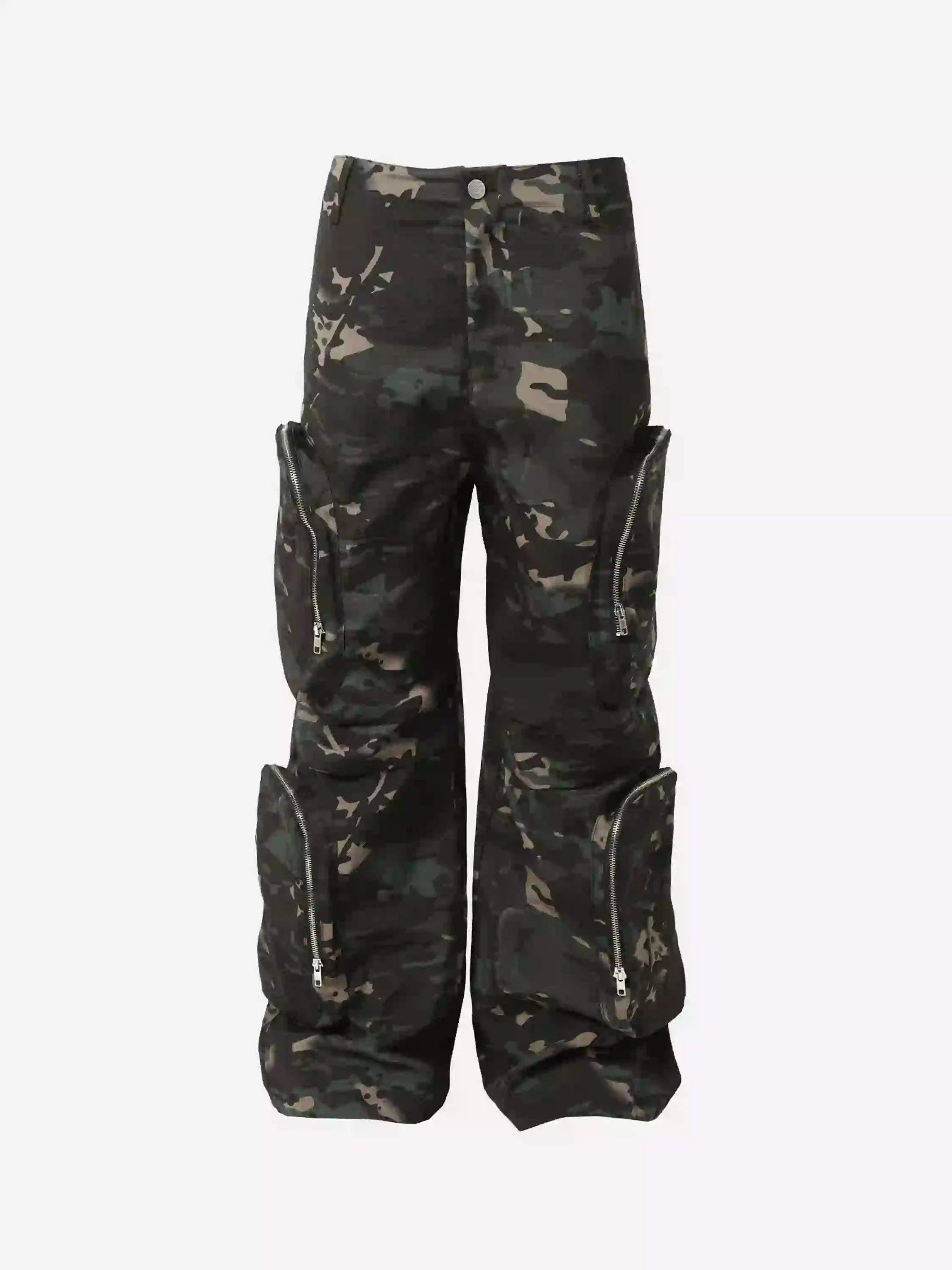 Street Dark Camouflage Zipper Cargo Pants