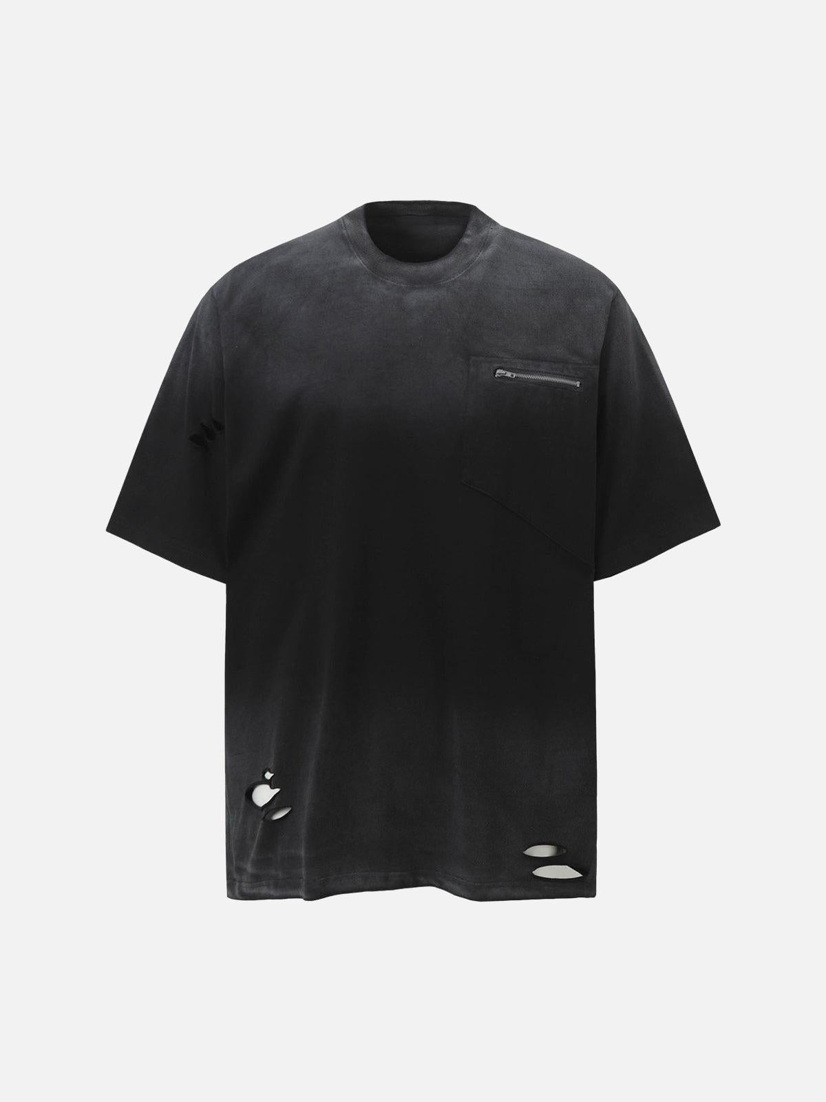 Street Dirty-Dye Distressed Cut Pocket T-Shirt
