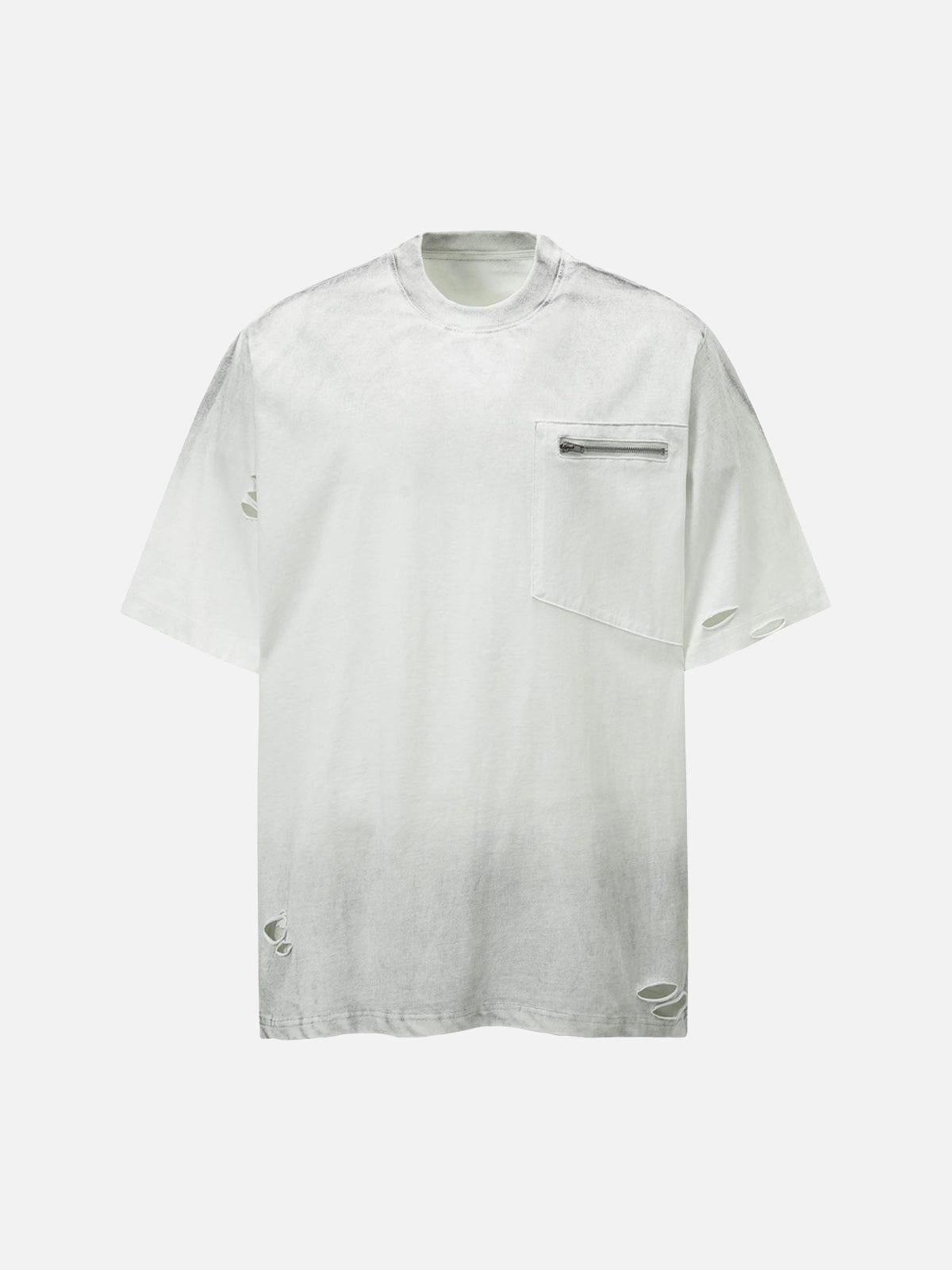 Street Dirty-Dye Distressed Cut Pocket T-Shirt