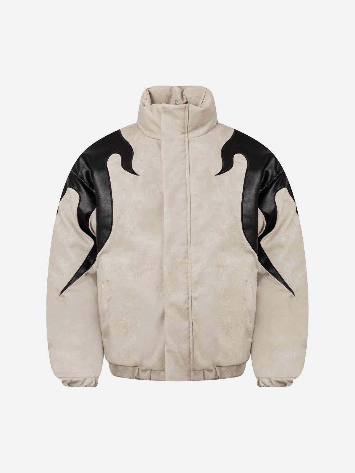 Street Flame Embroidered Suede Padded Puffer Jacket