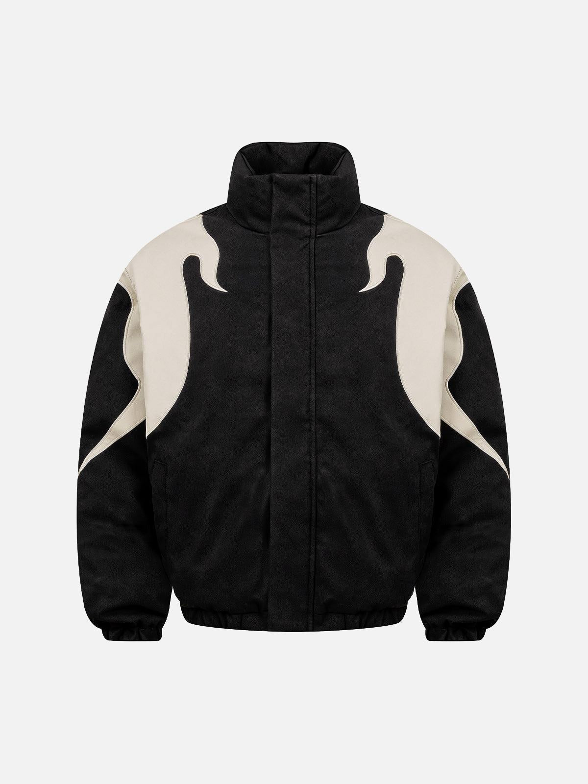 Street Flame Embroidered Suede Padded Puffer Jacket