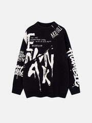 Street Letter Graffiti Jacquard Sweater