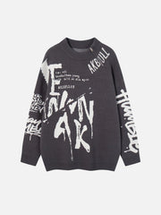 Street Letter Graffiti Jacquard Sweater