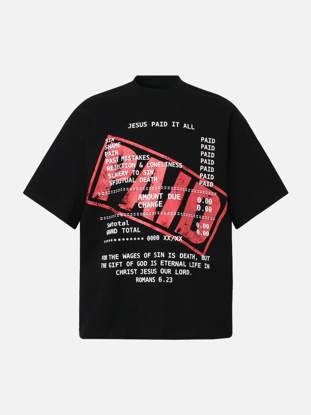Street PAID Letter Slogan T-Shirt