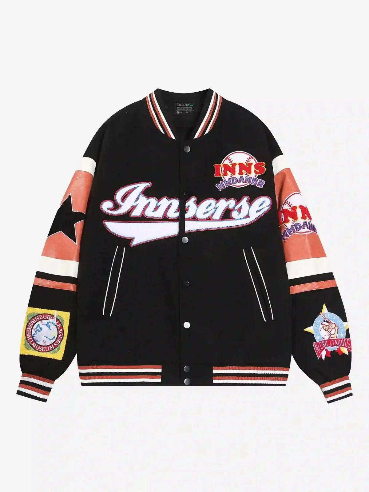 Street Patchwork Embroidered Baseball Jacket
