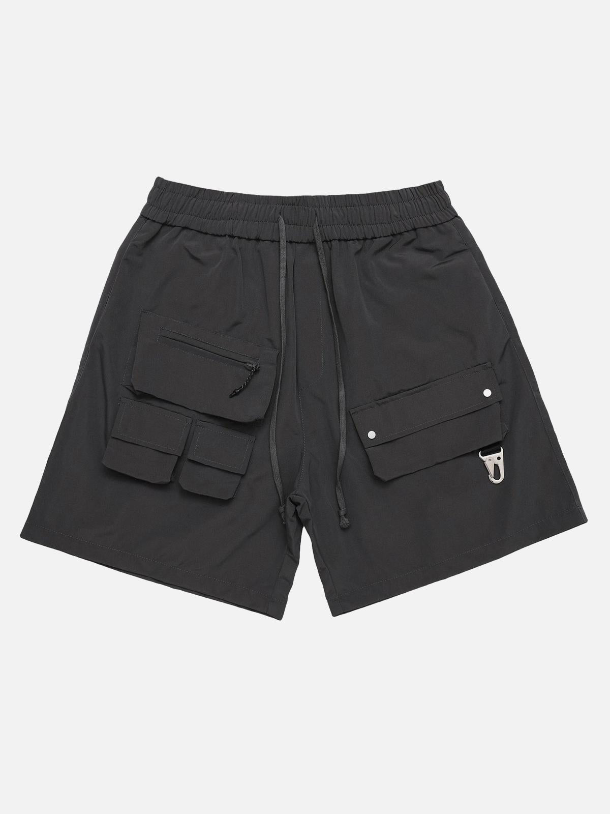Street Patchwork Personalized Multi-Pocket Shorts