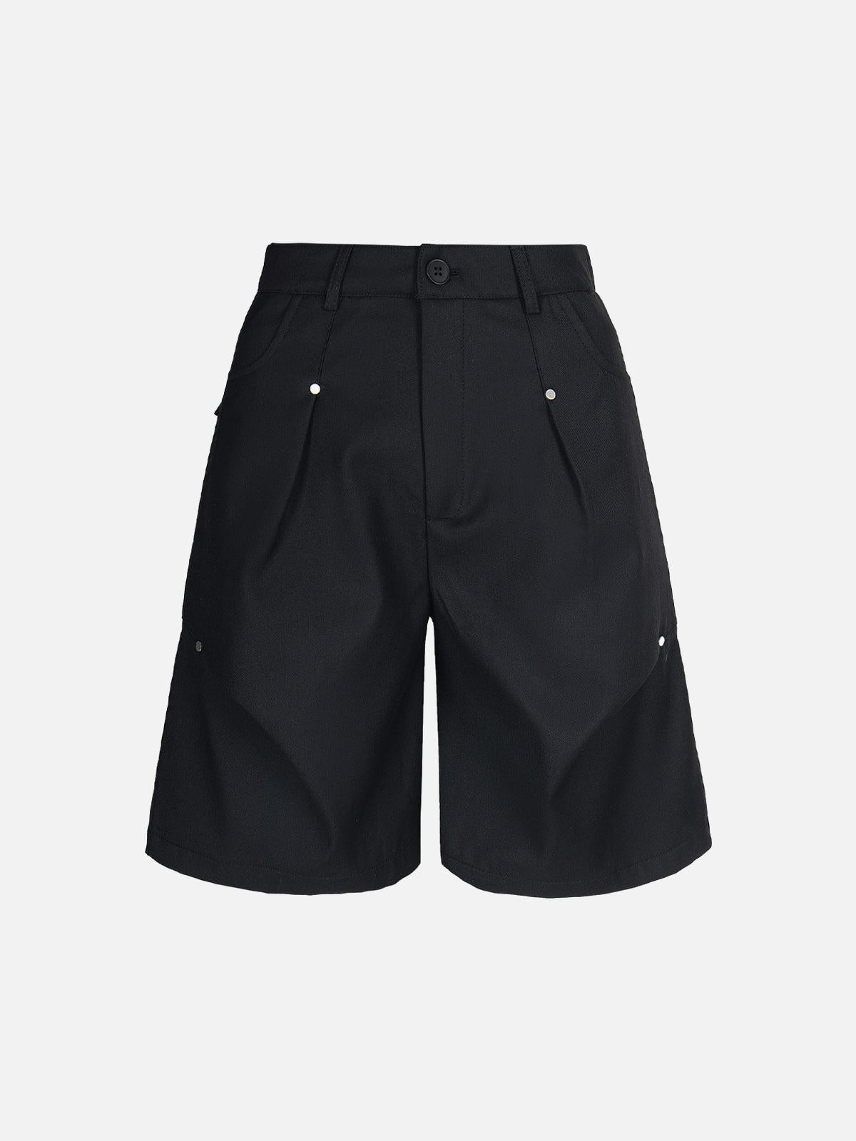 Street Retro Pleated Rivet Shorts