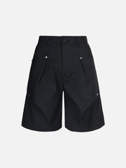 Street Retro Pleated Rivet Shorts
