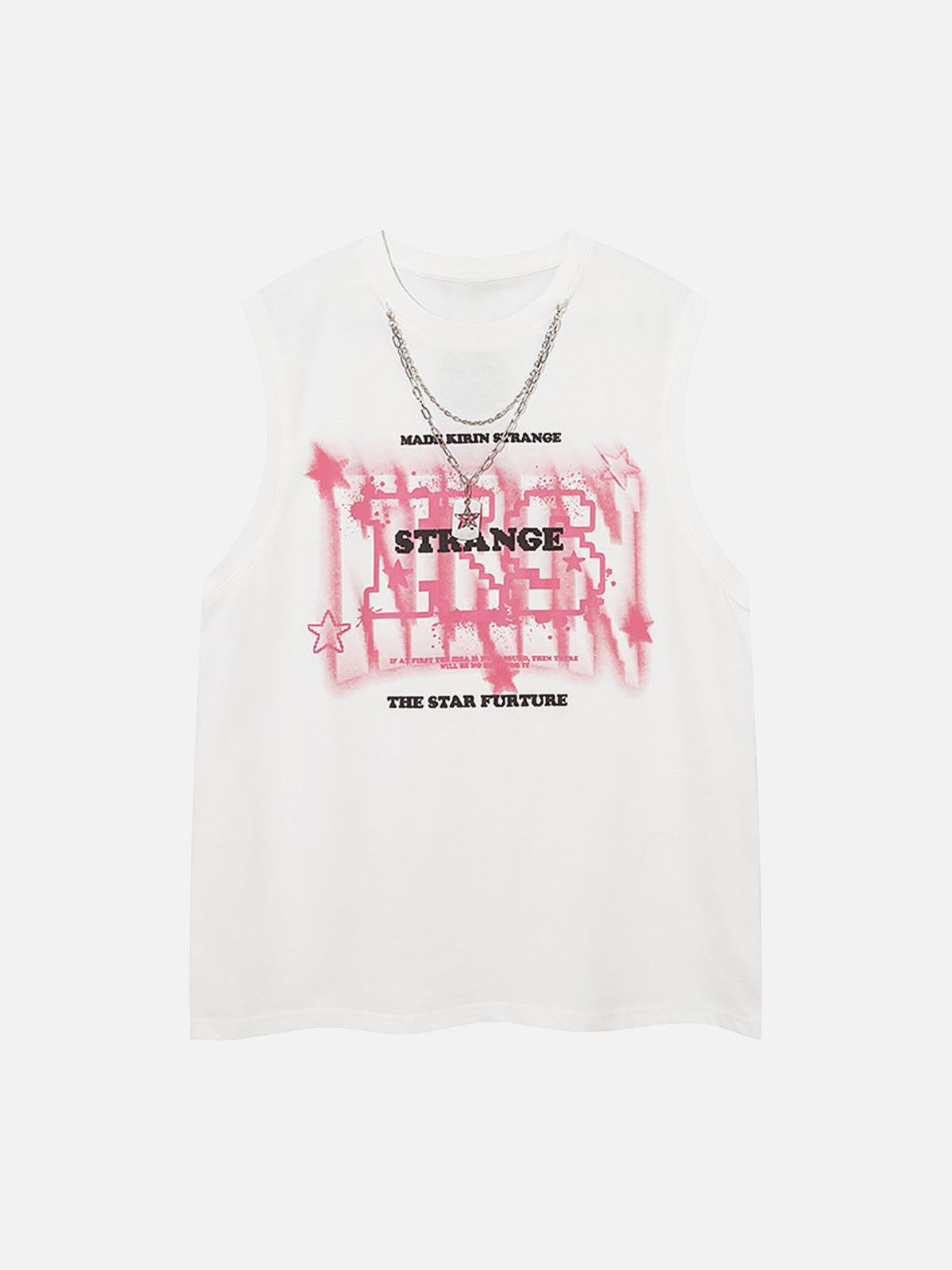 Street Retro Star Chain Print Vest