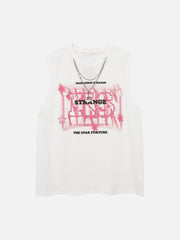 Street Retro Star Chain Print Vest