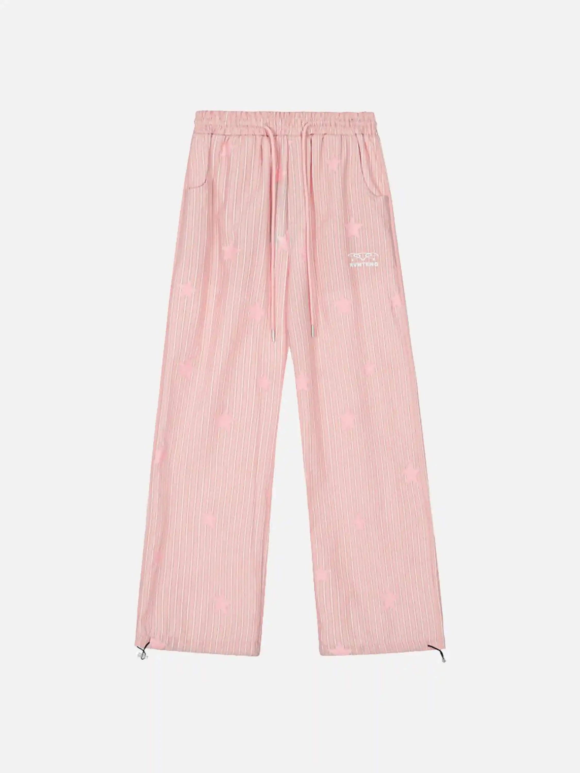 Street Retro Star Vertical Stripes Trousers
