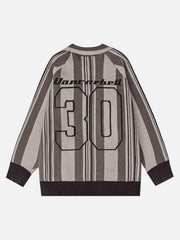 Striped Embroidered Knit Polo Sweater