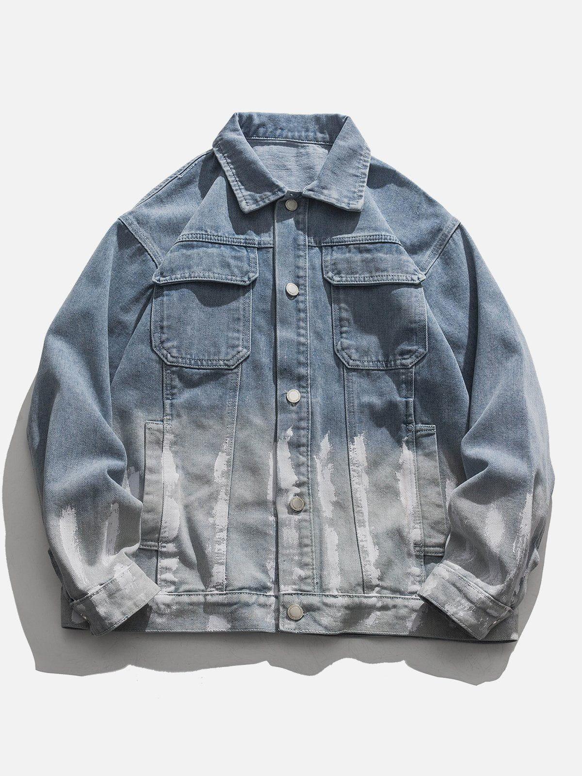 Striped Washed Ombré Denim Jacket