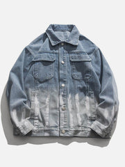 Striped Washed Ombré Denim Jacket