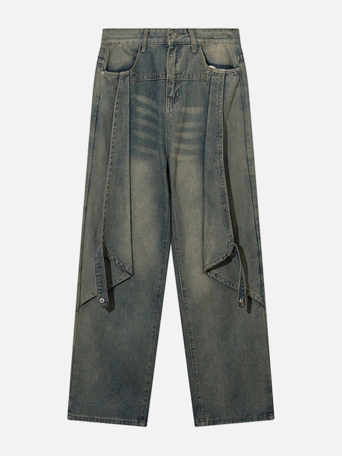 Symmetrical Panel Button-Down Jeans