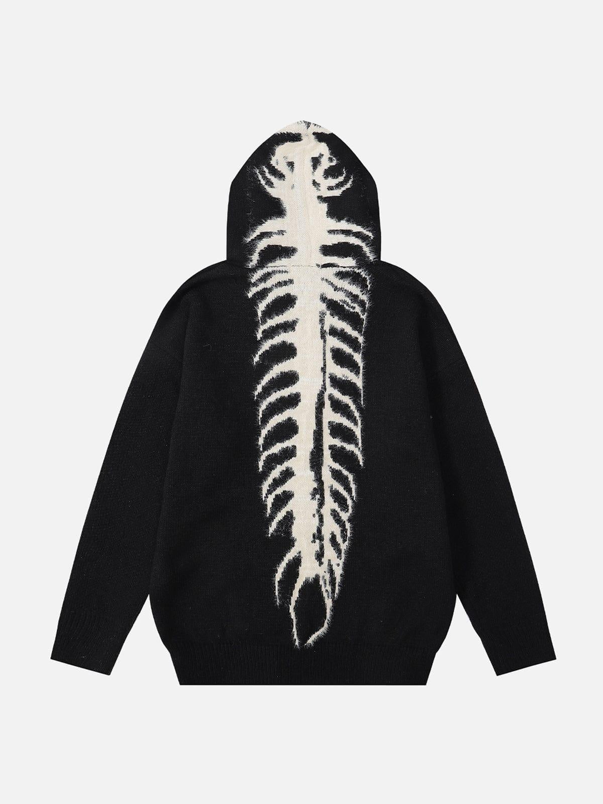 Tailbone Pattern Jacquard Sweater Hoodie