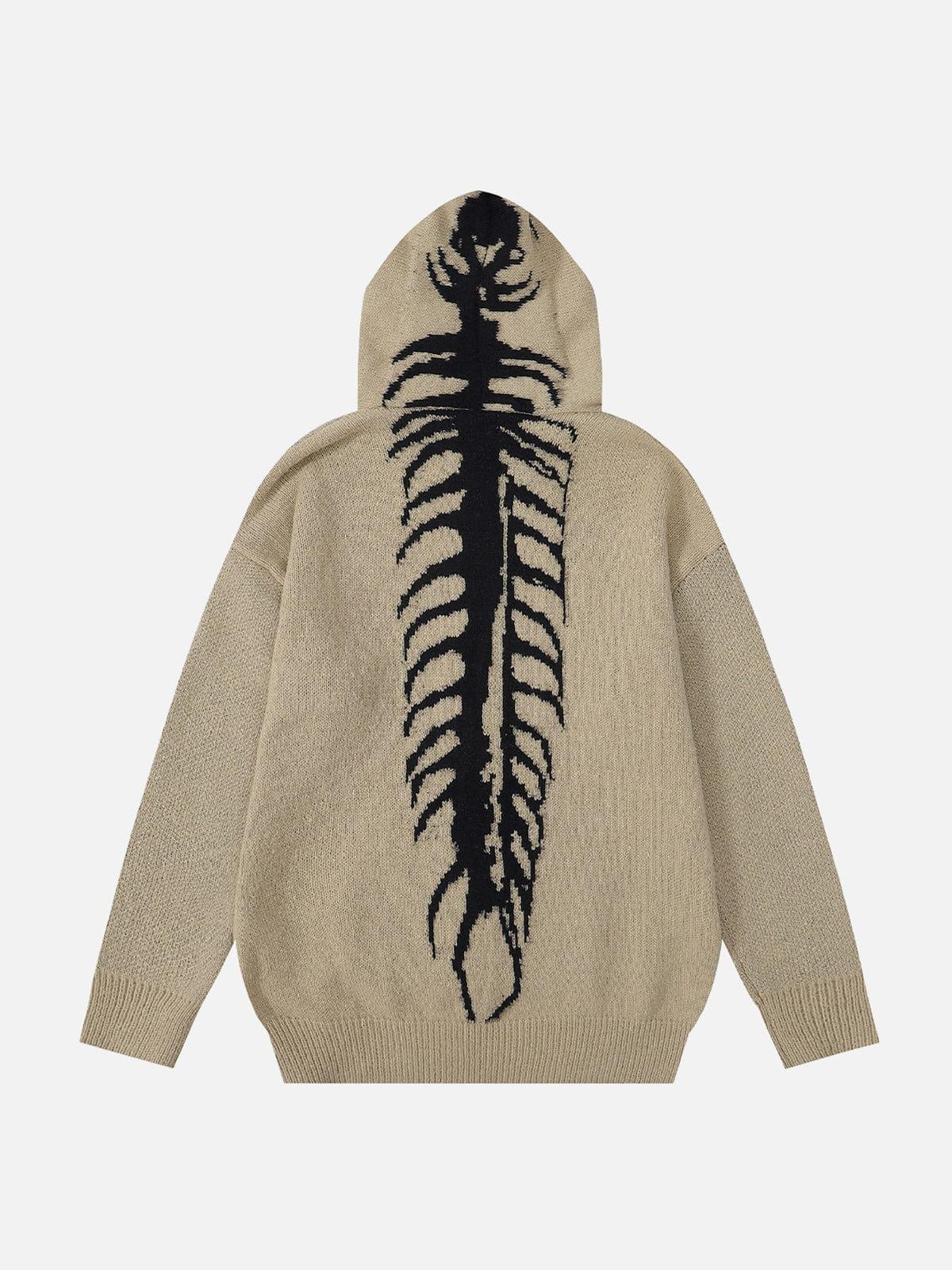 Tailbone Pattern Jacquard Sweater Hoodie
