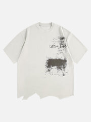 Tattered Design Printed T-Shirt