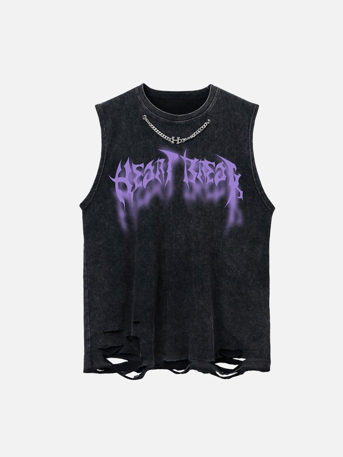 ThesupermadeVintage Metallic Phantom Letter Distressed Washed Vest
