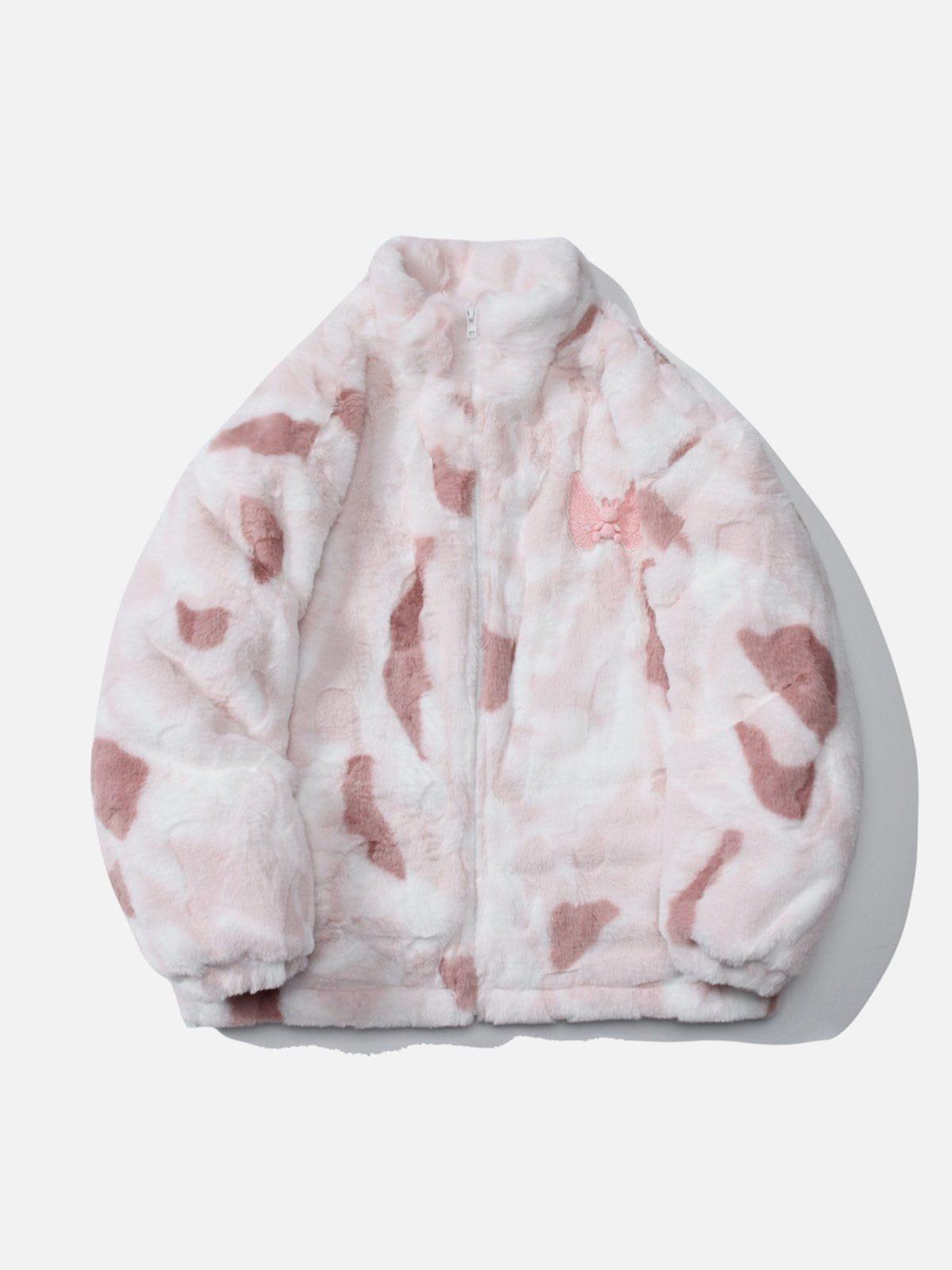 Tie Dye Angel Bunny Label Sherpa Coat