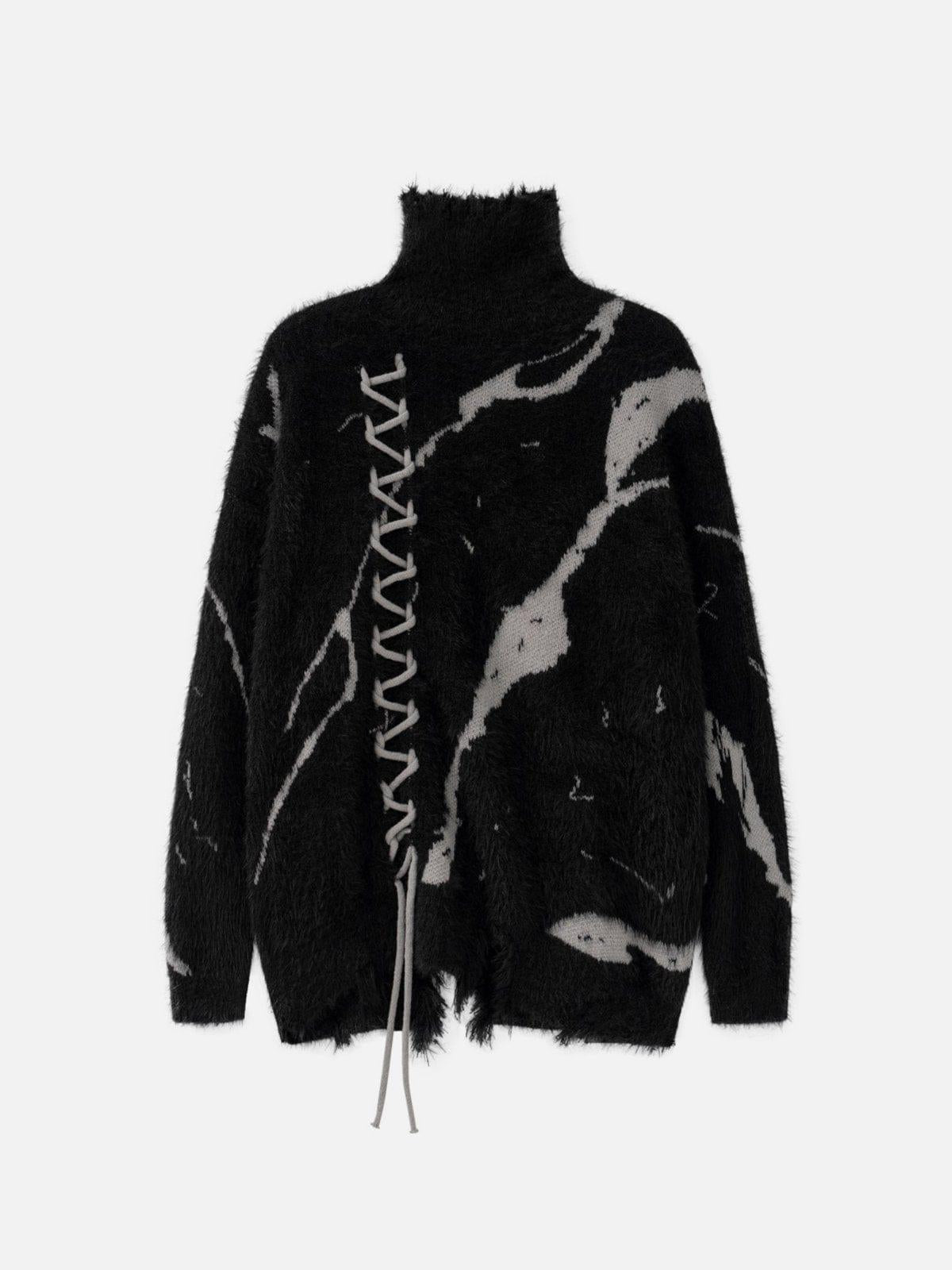 Tie-Dye Bandage Turtleneck Sweater