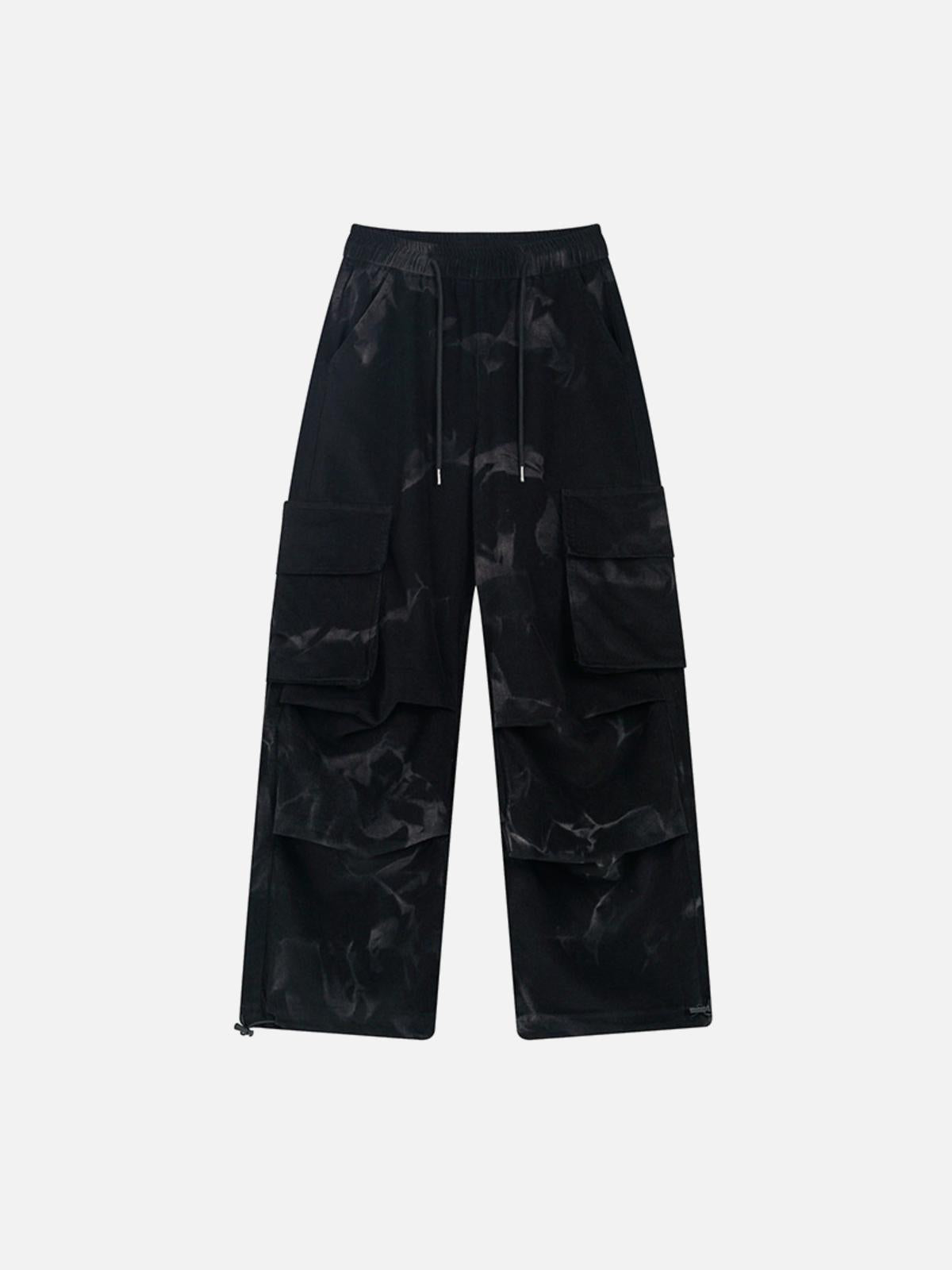 Tie-Dye Pleated Corduroy Multi-Pocket Pants