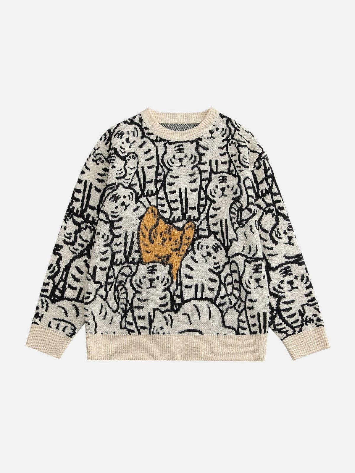 Tiger Pattern Knit Sweater